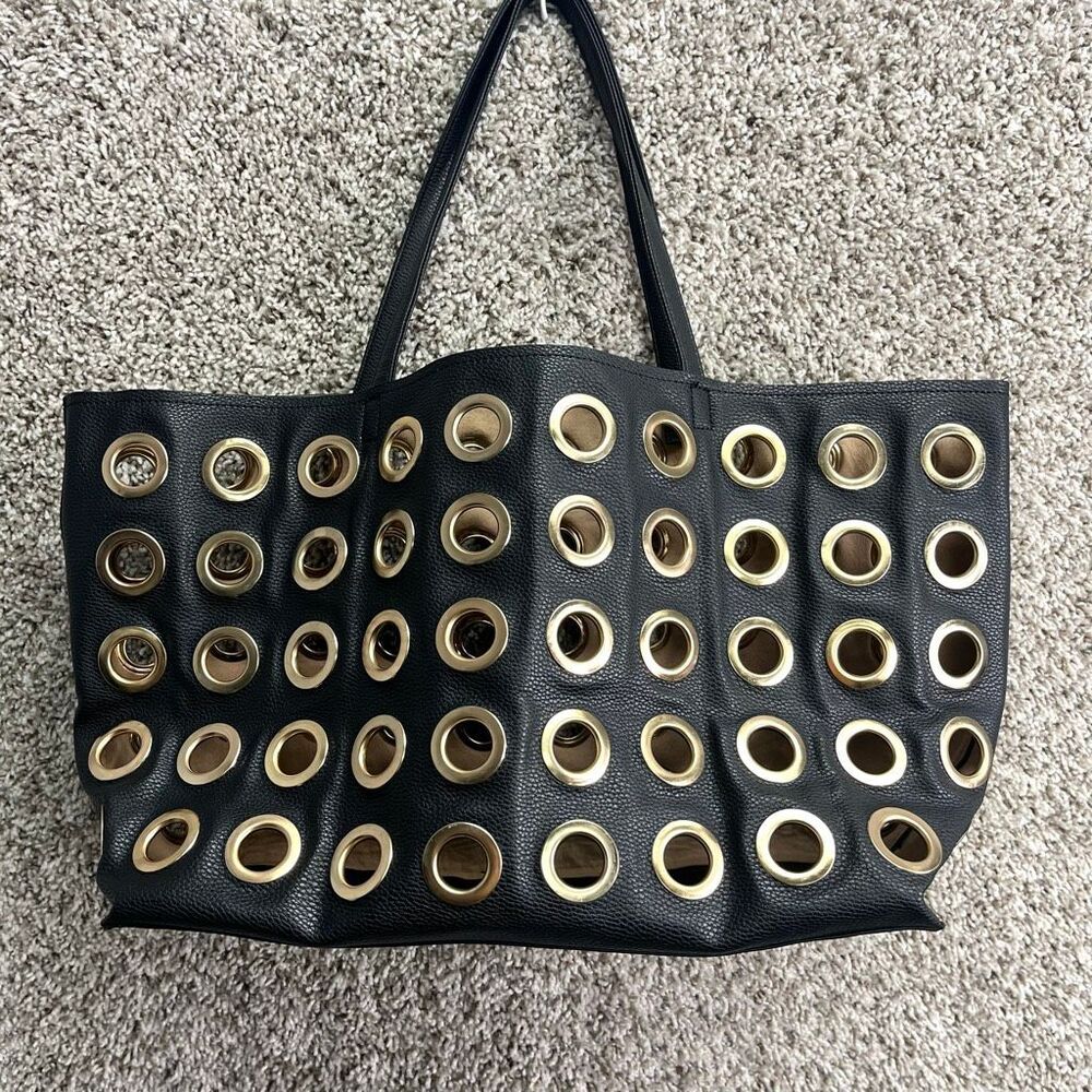 Deux‎ Lux Black and Gold Grommet Tote Bag